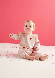baby velour dot coverall