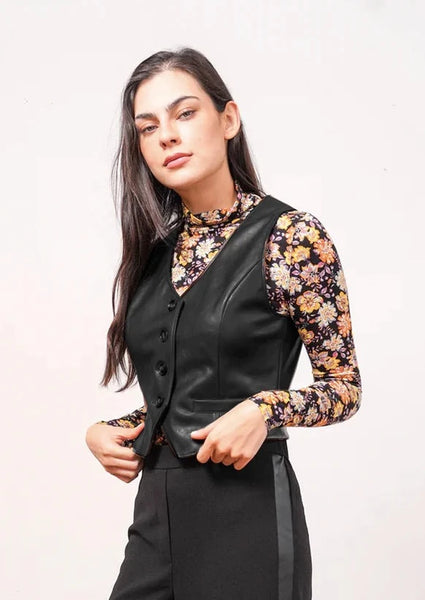 vegan leather tailored vest