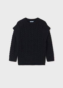 girls cable knit mock neck sweater