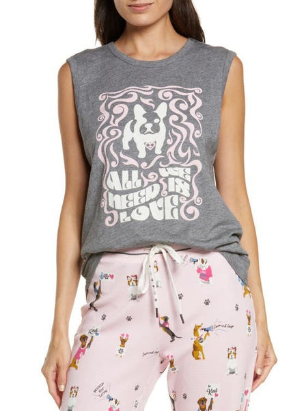 womens dog woof love tank