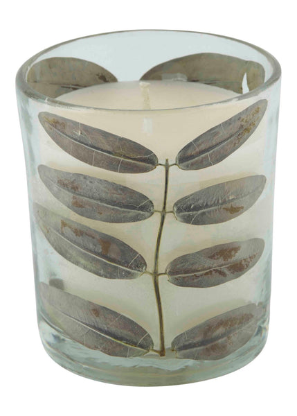 leaf glass candle