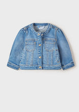 Load image into Gallery viewer, girls puff sleeve denim jacket
