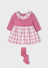 Load image into Gallery viewer, baby plaid skirted dress &amp; tights set

