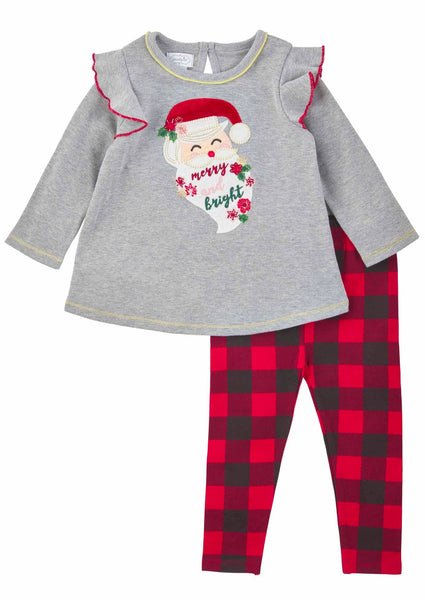 baby santa tunic & check legging set