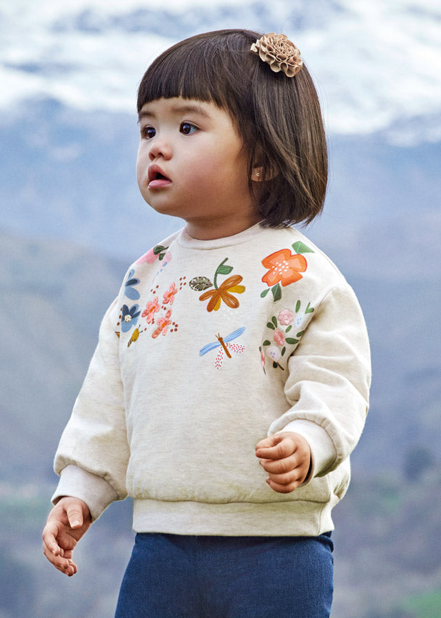 girls embroidered flower sweatshirt