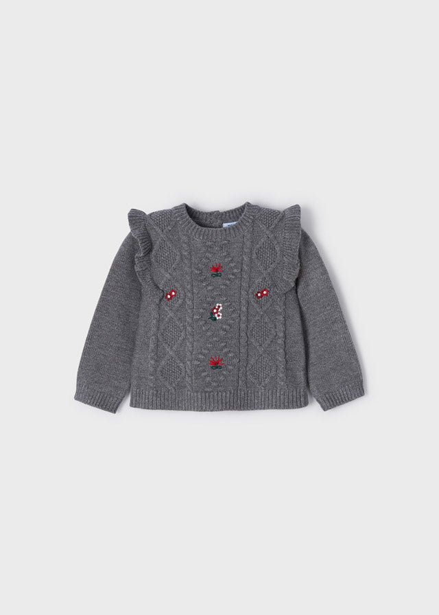 girls embroidered flower sweater