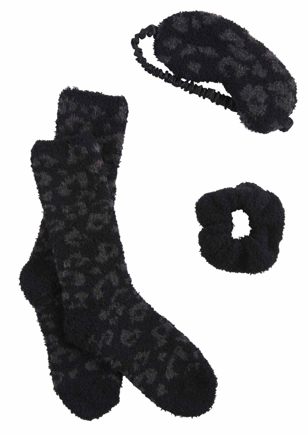 chenille socks 3 pc gift set black