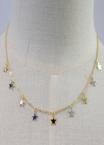 2 tone floating stars necklace