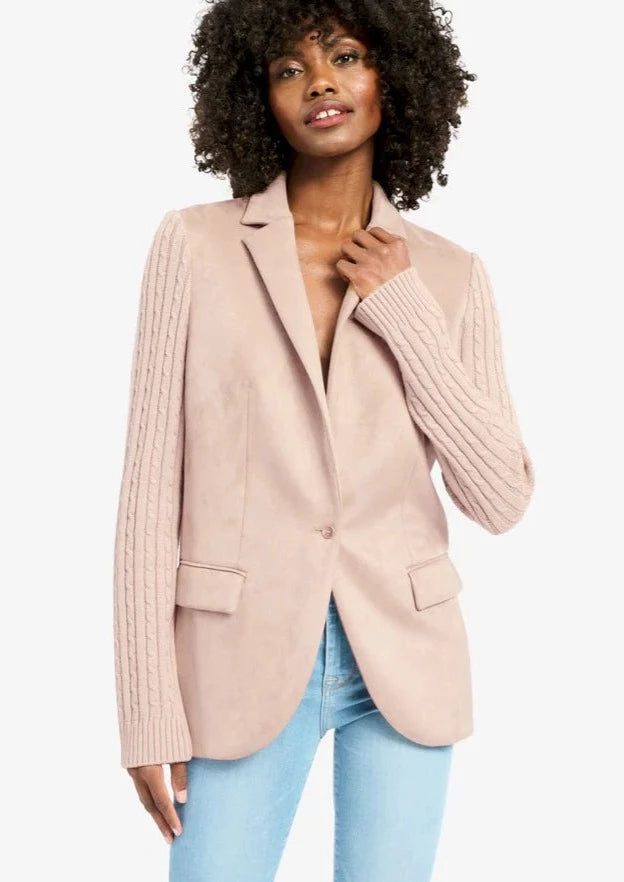 cable sleeve sueded blazer