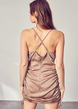 Load image into Gallery viewer, ruched pearls cami dress
