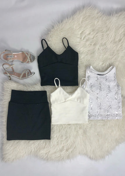 girls banded crop strap top