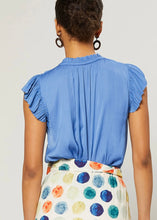Load image into Gallery viewer, v-neck pleat short sleeve blouse
