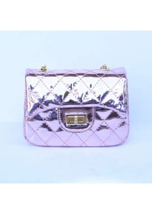 girls metallic quilted purse
