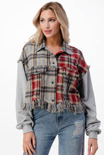 Load image into Gallery viewer, plaid &amp; knit sleeve jacket

