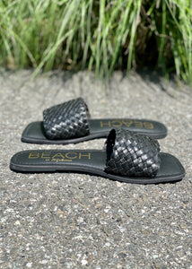 black woven sandal