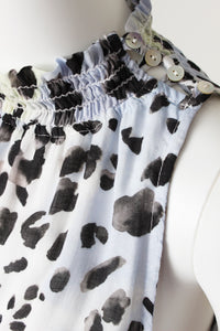 smock neck dress- leopard dots