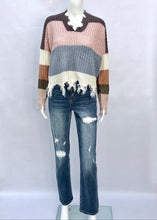 Load image into Gallery viewer, distressed slouchy sweater-stripe
