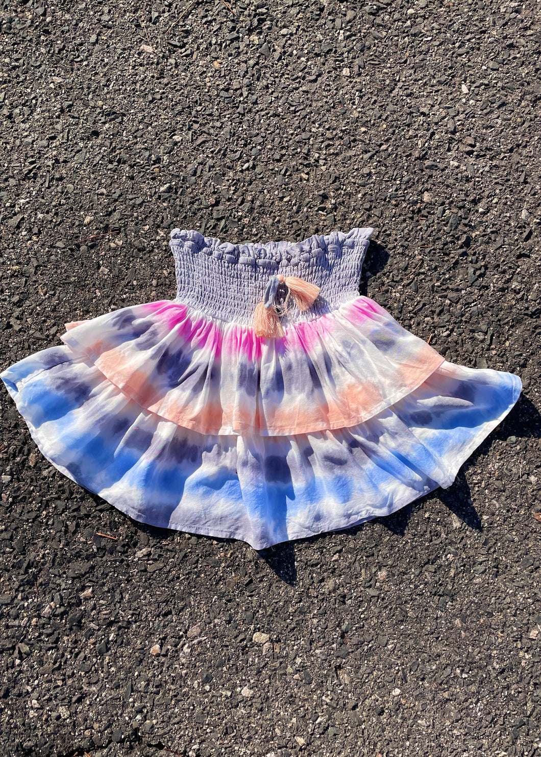 girls stripe dye smock waist skirt