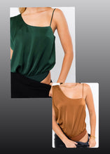 Load image into Gallery viewer, womens one shoulder satin bodysuit
