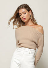 Load image into Gallery viewer, off shoulder asymmetrical rib sweater

