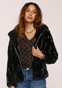 women faux fur hooded coat
