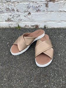 cross strap slide sandal