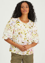 Load image into Gallery viewer, puff sleeve olive floral blouse
