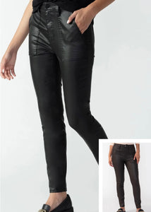 women patch pocket coated skinny jean