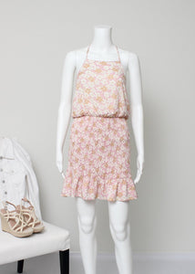 floral halter smock skirt dress