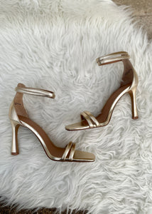 strappy metallic heel