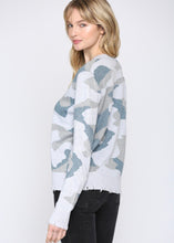 Load image into Gallery viewer, v-neck distressed sweater-camo
