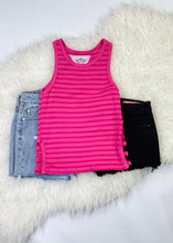 Load image into Gallery viewer, girls stripe side strap tank
