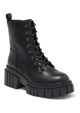 Load image into Gallery viewer, women black lug sole combat boot
