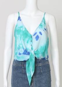 tie dye tie front cami-cropped