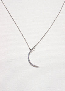 crescent moon cz necklace