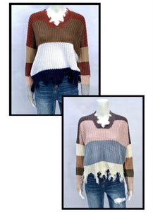 distressed slouchy sweater-stripe