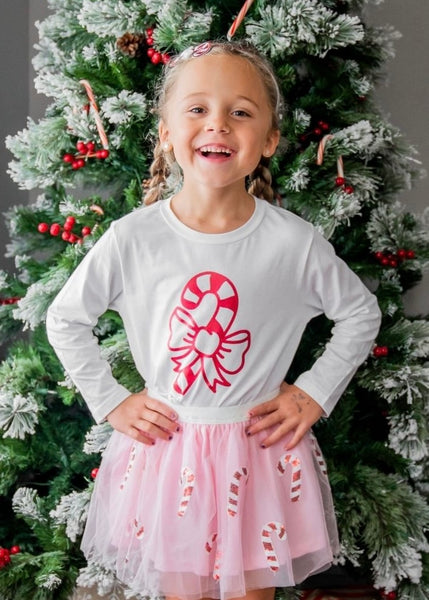 kids long sleeve tee candy cane
