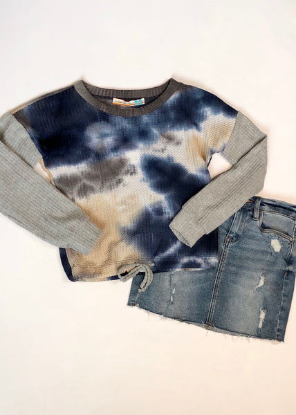 girls distressed denim skirt