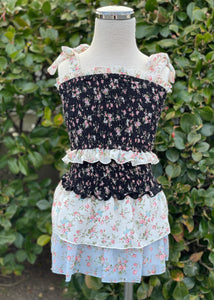 girls floral chiffon tier skirt(4-6x)