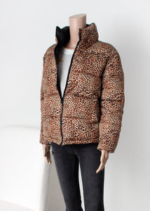 puffer leopard coat