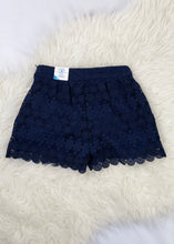 Load image into Gallery viewer, girls navy lace shorts
