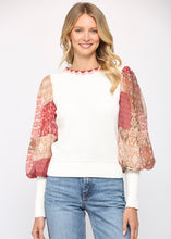 Load image into Gallery viewer, print woven sleeve sweater

