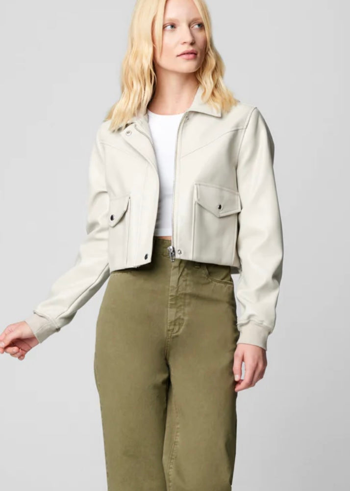vegan leather pocket short jacket