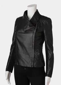 faux leather drape jacket