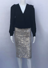 Load image into Gallery viewer, sequin midi slit skirt
