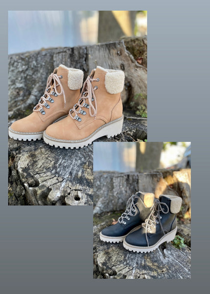 camel vegan leather hiker boot