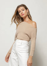 Load image into Gallery viewer, off shoulder asymmetrical rib sweater
