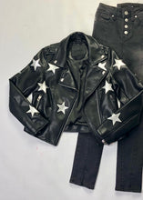 Load image into Gallery viewer, girls vegan leather stars jacket
