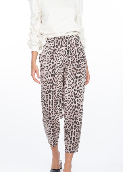 poplin leopard pull on pant