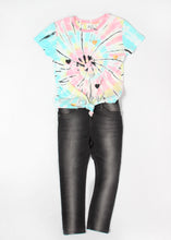 Load image into Gallery viewer, girls denim jegging and tie dye tee
